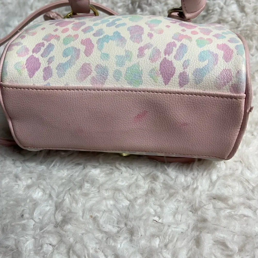Betsey Johnson  mini Barrel bag marble pink,beige & blue pink straps gold accent